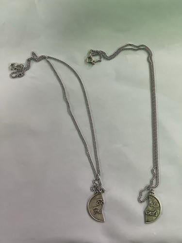 Sterling Silver 925 Necklace Pendant/Necklaces Best Friend Heart Set