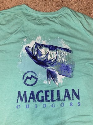 Magellan Outdoors Bass River Fish Tee Beach Green Tee Mens Size 2XL XXL Shirt