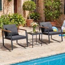 3-Piece Outdoor Rocking Bistro Set, Patio Rocking Chairs and Coffee Table Set