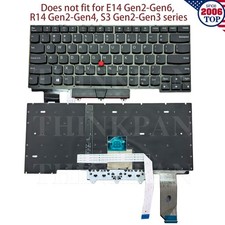 New US Keyboard for Lenovo Thinkpad E480 E490 E580 E14 E15 E16 Gen Series 123456