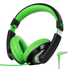 Kids Wired Headphones for School Foldable 3.5mm Portable Travel Black Green