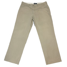 Vintage 90s Polo Ralph Lauren Preston Pant 38x32 Khaki Tan Flat Front Chino