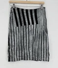 Martine Sitbon Black Gray Asymmetrical Striped Velour Boho Straight Skirt