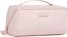 Travel Makeup Bag for Women, Fluffy  Lightweight Open Flat Cosmetic Organizer w