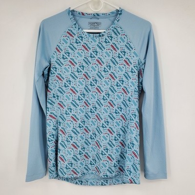 Patagonia Capilene Midweight Base Layer Blue Printed Long Sleeve Crewneck Shirt