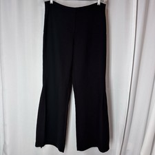 Vtg Y2K Cache Black Wide Leg Flare Pants Sz 10 Long Split Hem Black USA Made