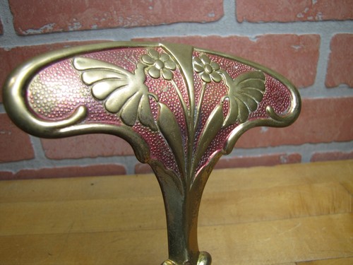 Antique Bronze Art Nouveau Hanger Hook Bracket Butterfly Flower ornate brass wsh - Picture 4 of 12