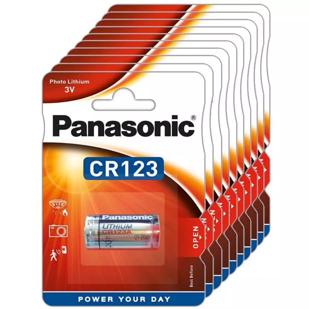 Pile CR123 Lithium 3V lot de 10 piles CR123 Panasonic batterie