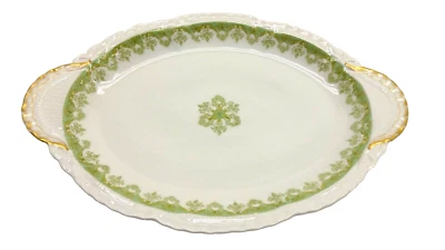 Plat Ovale Antique Limoges Haviland France Fleurs Vertes Bordure Dorée 16 X 11 - Photo 1/4