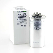 60/5 mfd 440 Volt Round Dual Run Capacitor 60/5/440 Tradepro 60 + 5 HVAC 370 NEW