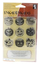 Inkadinkado Cling Rubber Stamp Set Halloween Pumpkin Inchie Sentiments live love