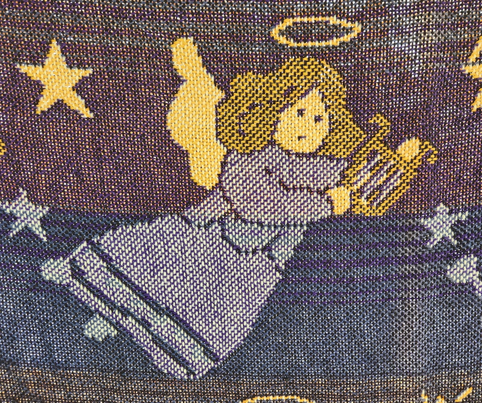 Vintage Crown Crafts Angel Christmas Throw Blanket Fringed Afghan Cotton 48"x63"