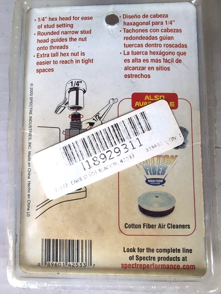 Spectre Performance 42533  2.5" Carburetor Studs with Hardware Auto Parts - Image 2 of 3