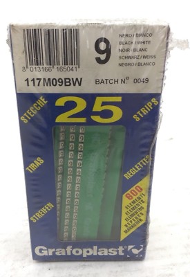 Grafoplast 117M09BW Wire Marker Label ''9'' TRASP System 50 Strips (1200 Pcs) NIB
