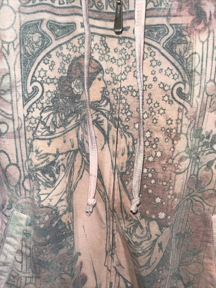 Chaqueta con Capucha Green Tea Mediana Colorida Algodón Floral Manga Larga Cremallera Frontal Foto 2 de 4