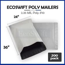200 24x35 LARGE EcoSwift White Poly Mailers Shipping Envelope Self Sealing Bags