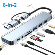 8 In 2 USB HUB With Splitter Card Reader, USB C Port, USB 3.0 / 2.0, SD/TF 