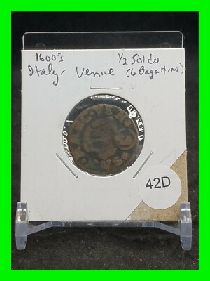 1649-1676 Italy Venice 6 Bagattini 1/2 Soldo Francesco Molin Rare Medieval Coin