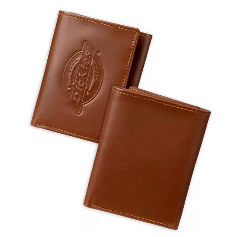 NEW Dickies Men's Leather Logo Embossed Trifold Wallet Classic