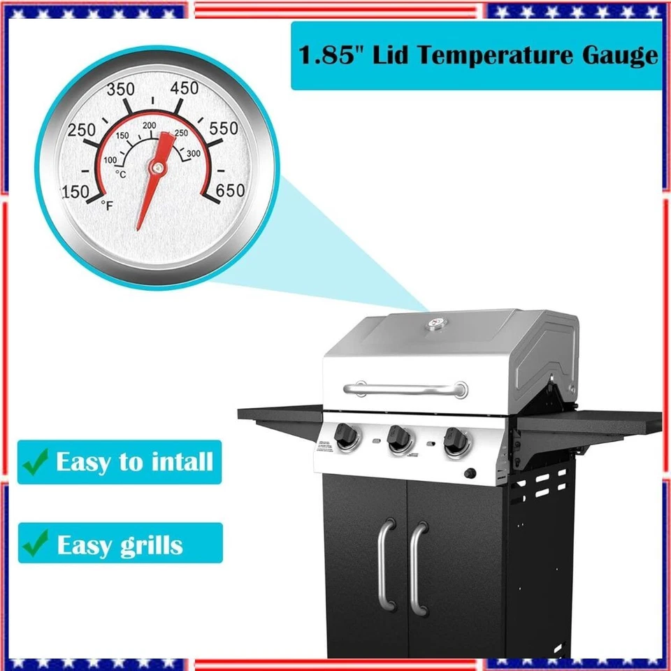 1.8" Lid Temperature Gauge for Charbroil Grill Thermometer Replacement - Image 2 of 4