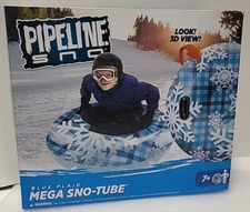 Pipeline Blue Plaid Snowflake Mega Snow Tube 48" Winter Sled Inflatable New NIB