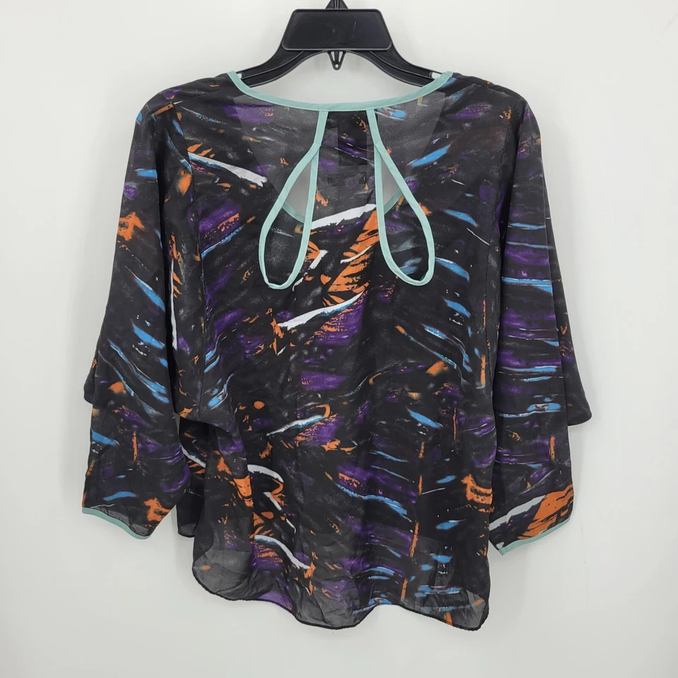 MM Couture Miss Me Топ Женский Маленький Черный Вычурный Богемный Принт Вырез Сзади Струящийся - Изображение 2 из 4