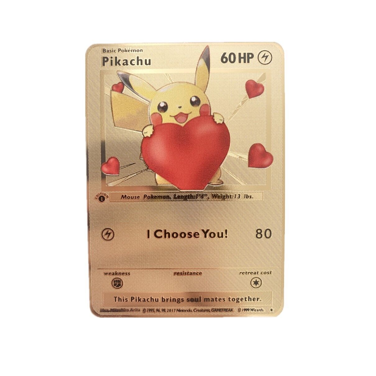 Pikachu & Eevee I Love You Gold Metal Card