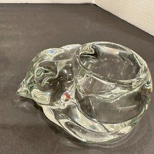 Pair of Indiana Glass Crystal Cat Votive Candle Holders โ Made in USA
