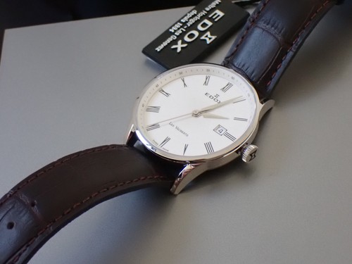 NEW Genuine EDOX Les Vauberts Date 70172 3A AR stainless steel 40mm white brown - Picture 17 of 24