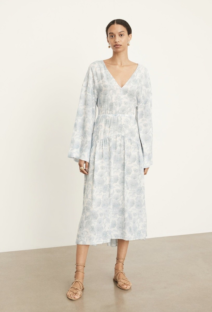 Vince Dahlia Long Sleeve Double V Neck Dress - New With Tags