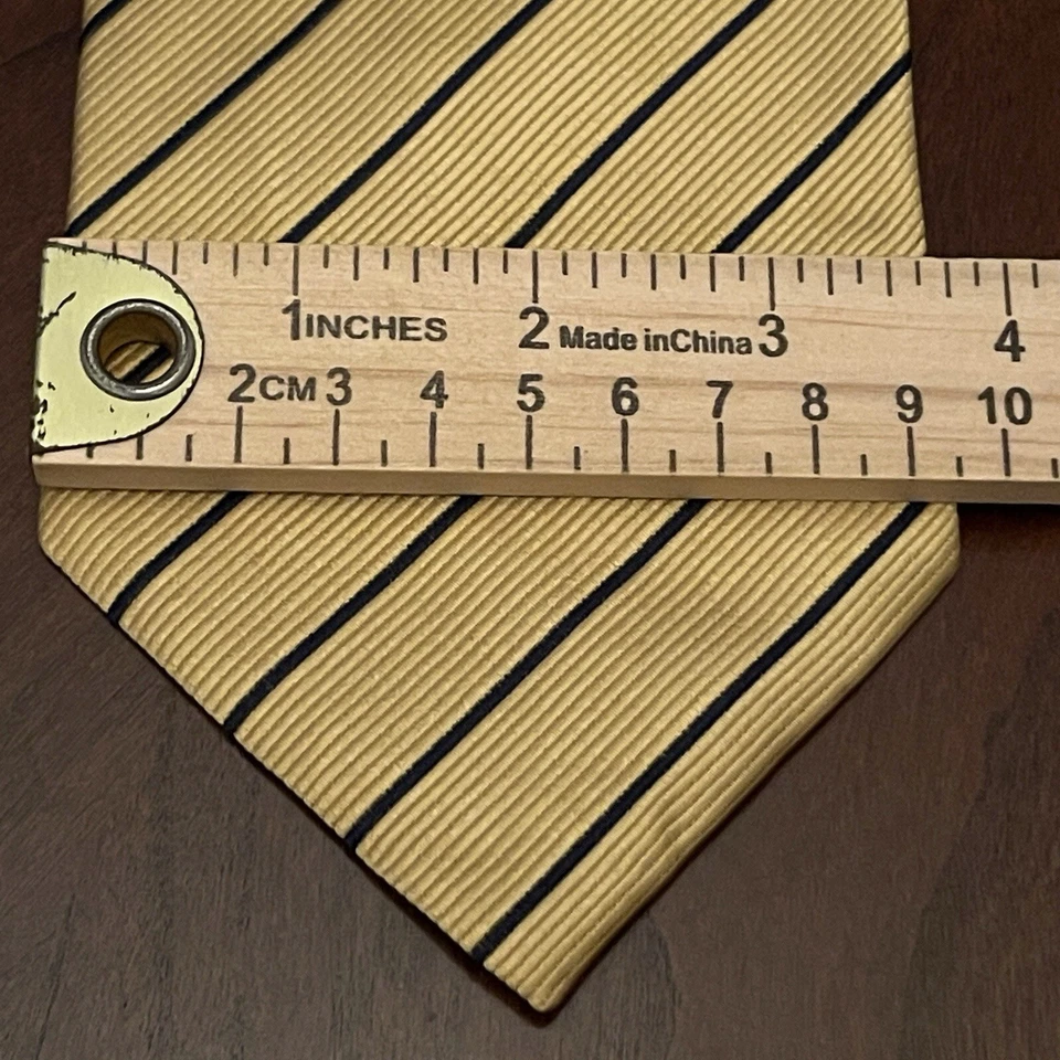 Corbata Bernini Beverly dorada azul hecha a mano 100 % seda para hombre hecha en China Foto 4 de 4