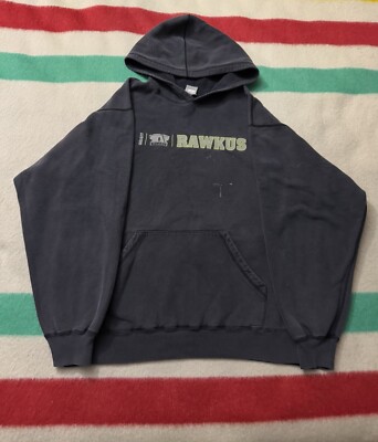 Vintage 90s Rawkus Records Faded Charcoal Black Hoodie XL 2X XXL Big L Mos Def