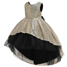 Abito Sequins Per Bambine Con Fiori Glitter E Fiocchi - Regalo Da Sposa