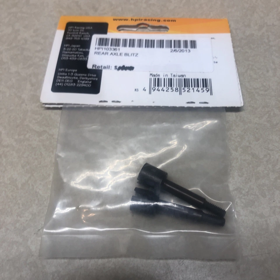 NEW HPI Blitz Steel Rear Axle 5x39mm (2) 103361 NIP - Image 2 of 2