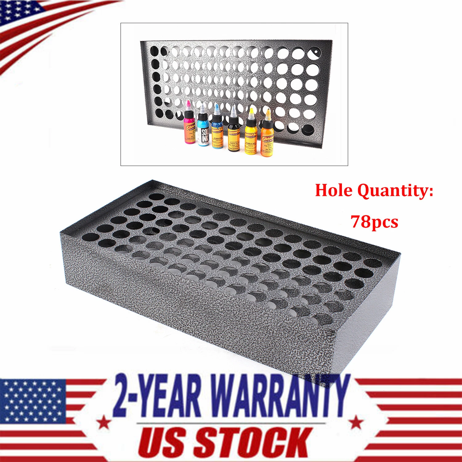 78-Holes Tattoo Ink Rack Wall Mounted Ink Bottle Display Holder Stand Organizer - product detail image 1