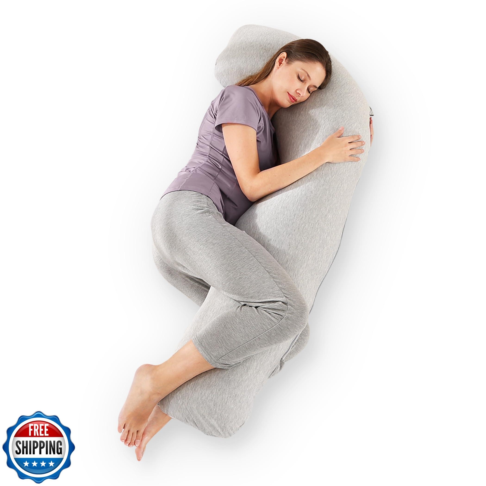 Zomee J-Shaped Maternity Pillow for Side Sleeping Comfort