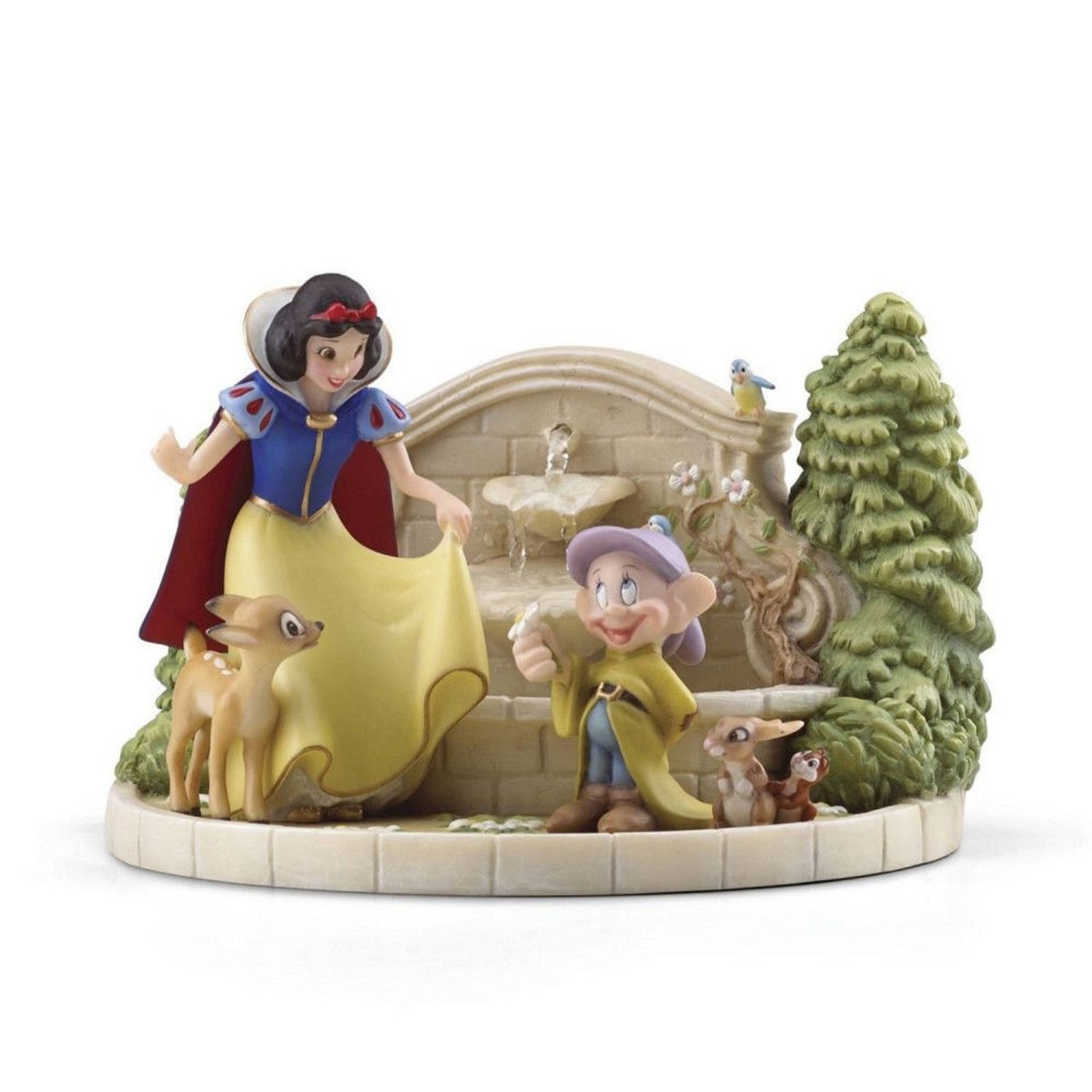 Lenox Disney Princess Snow White's Garden Fountain Figurine Fawn