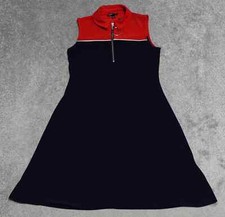 Roz & Ali A Line Dress Women's Small Black Red Colorblock Ring Zipper Sleeveless