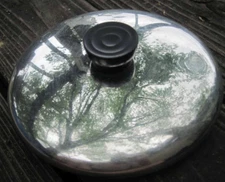 Preowned Used About 7" Pot Lid Top Cover Dented Black Handle Stainless Steel?