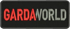 Garda/World EMBROIDERY PATCH 4X10.5 HOOK ON BACK red gray on black