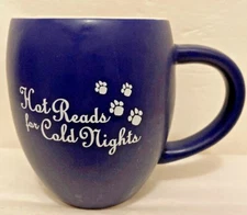 Coffee Mug Soup Bowl Hot Reads For Cold Nights Blue Dog Paw Prints M Ware