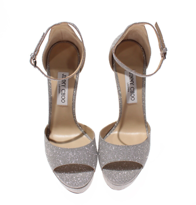 Jimmy Choo NWB Max 150 Open Toe Platform Heels 40 US 10 Silver