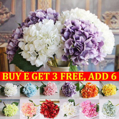 Artificial Hydrangea Flowers Fake Silk Bouquet Wedding Party Home Garden Decor