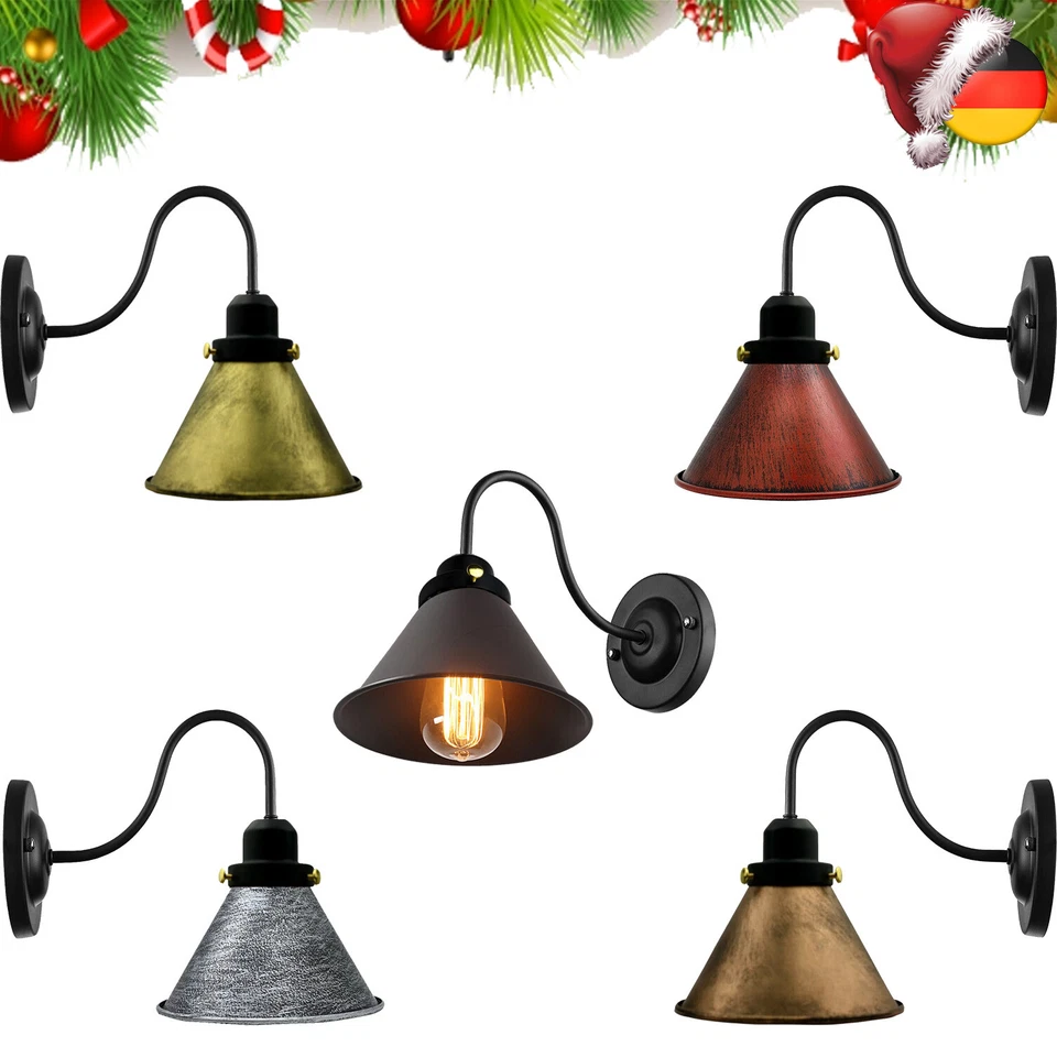E27 Vintage Industrie Wandleuchte Metall gebürstet verstellbar 32cm Wandlampe - Bild 1 von 2