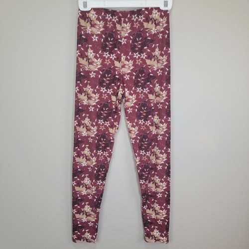 Legging Depot Burgundy Fall Print Leggings One Size Fits All - Picture 2 of 6