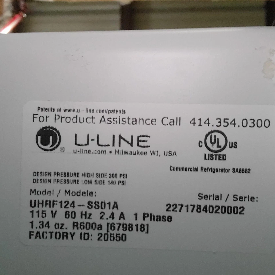 U-Line UHRF124SS01A 4.2 Cu. Ft. Undercounter Refrigerator 1.5 cu. ft. Freezer - Image 2 of 4