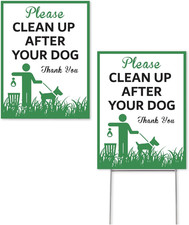 - No Dog Poop Signs for Yard, 12" X 9", 2 Pack with 1 Metal Stake, Clean up Afte