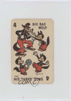 1946 Disney Card Game Donald Duck Back The Big Bad Wolf and His Three Sons 00jz