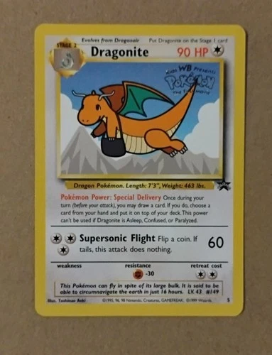New ListingDragonite Black Star Movie Promo #5 Vintage WOTC Very Good Condition Rare