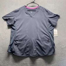 Med Couture Touch V Neck Shirttail Scrub Top 7549 Short Sleeve PEWTER Gray 3XL